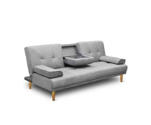 3 Seater Fabric Sofa Bed - Grey Artiss