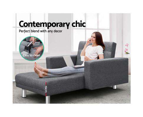 Modular Fabric Sofa Bed - Grey Artiss