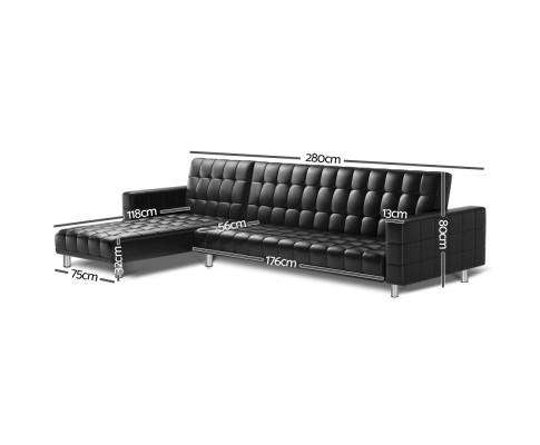 Modular PU Leather Sofa Bed - Black Artiss