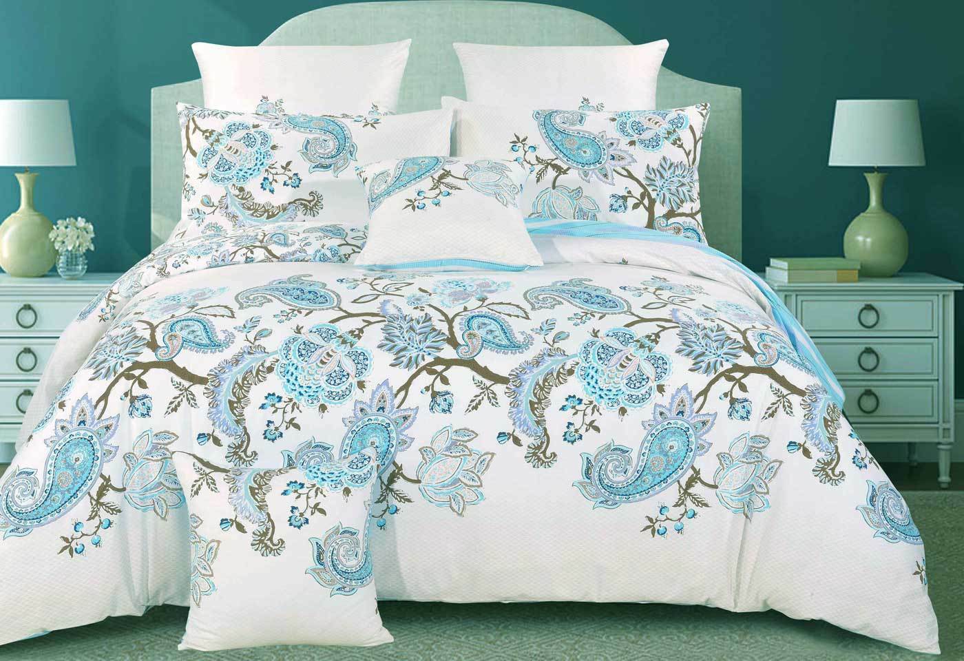 Luxton Blue Paisley Cotton Quilt Cover Set Luxton