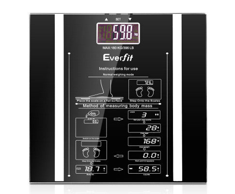 Bathroom Scales Digital Body Fat Scale 180KG Electronic Monitor Tracker Big Bedding Australia