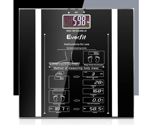 Bathroom Scales Digital Body Fat Scale 180KG Electronic Monitor Tracker Big Bedding Australia