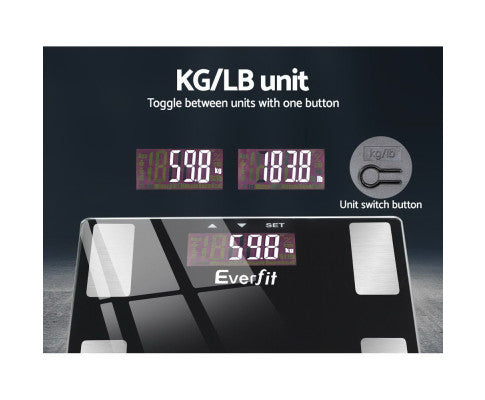 Bathroom Scales Digital Body Fat Scale 180KG Electronic Monitor BMI CAL Big Bedding Australia