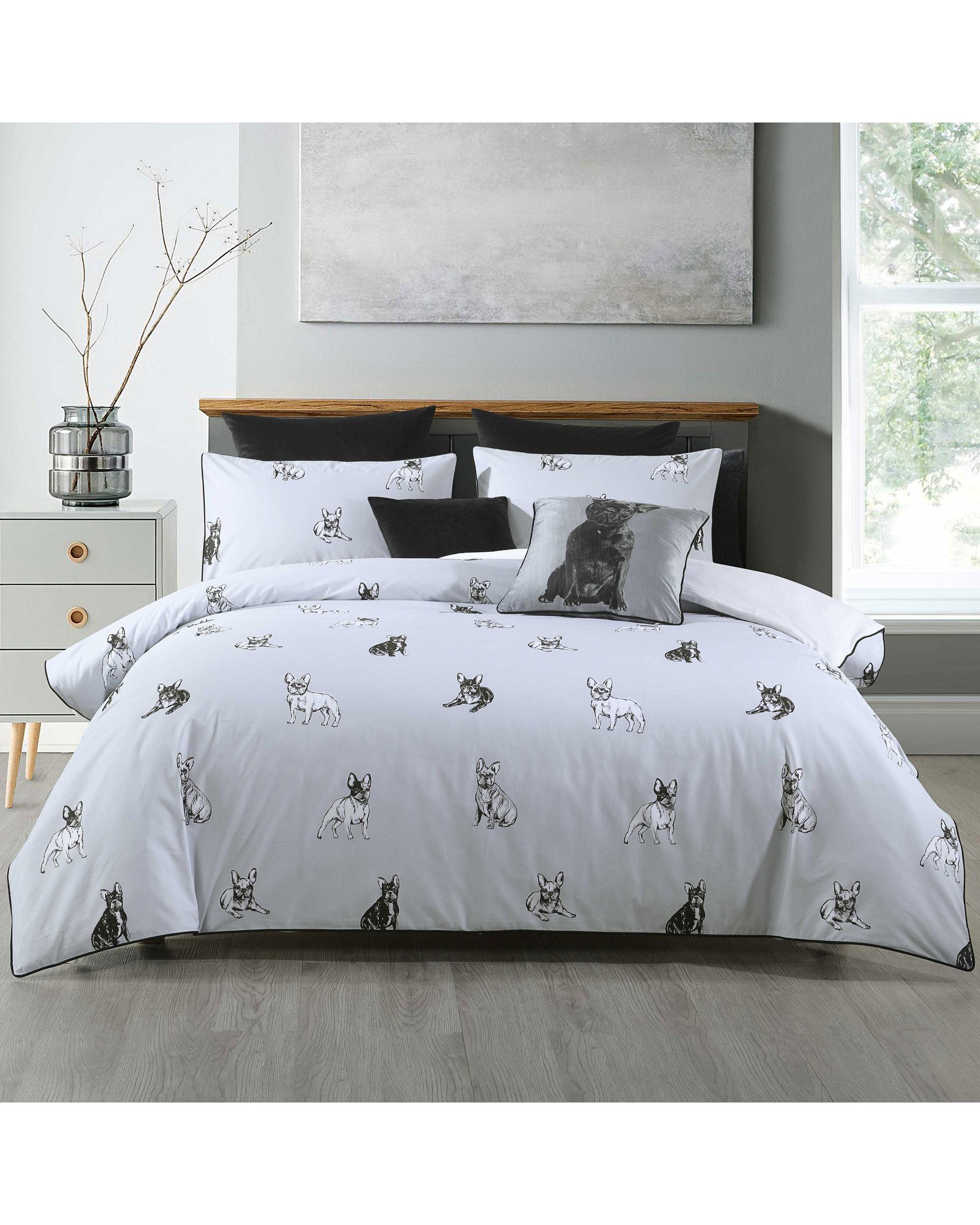 Bianca Bedding FRENCH BULLDOG QUILT COVER SET SILVER Bianca Bedding