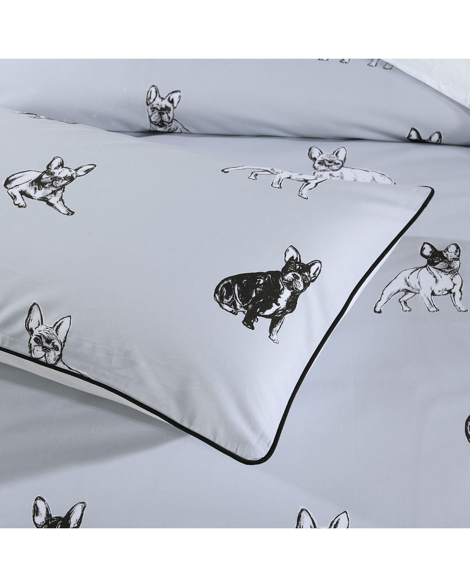 Bianca Bedding FRENCH BULLDOG QUILT COVER SET SILVER Bianca Bedding