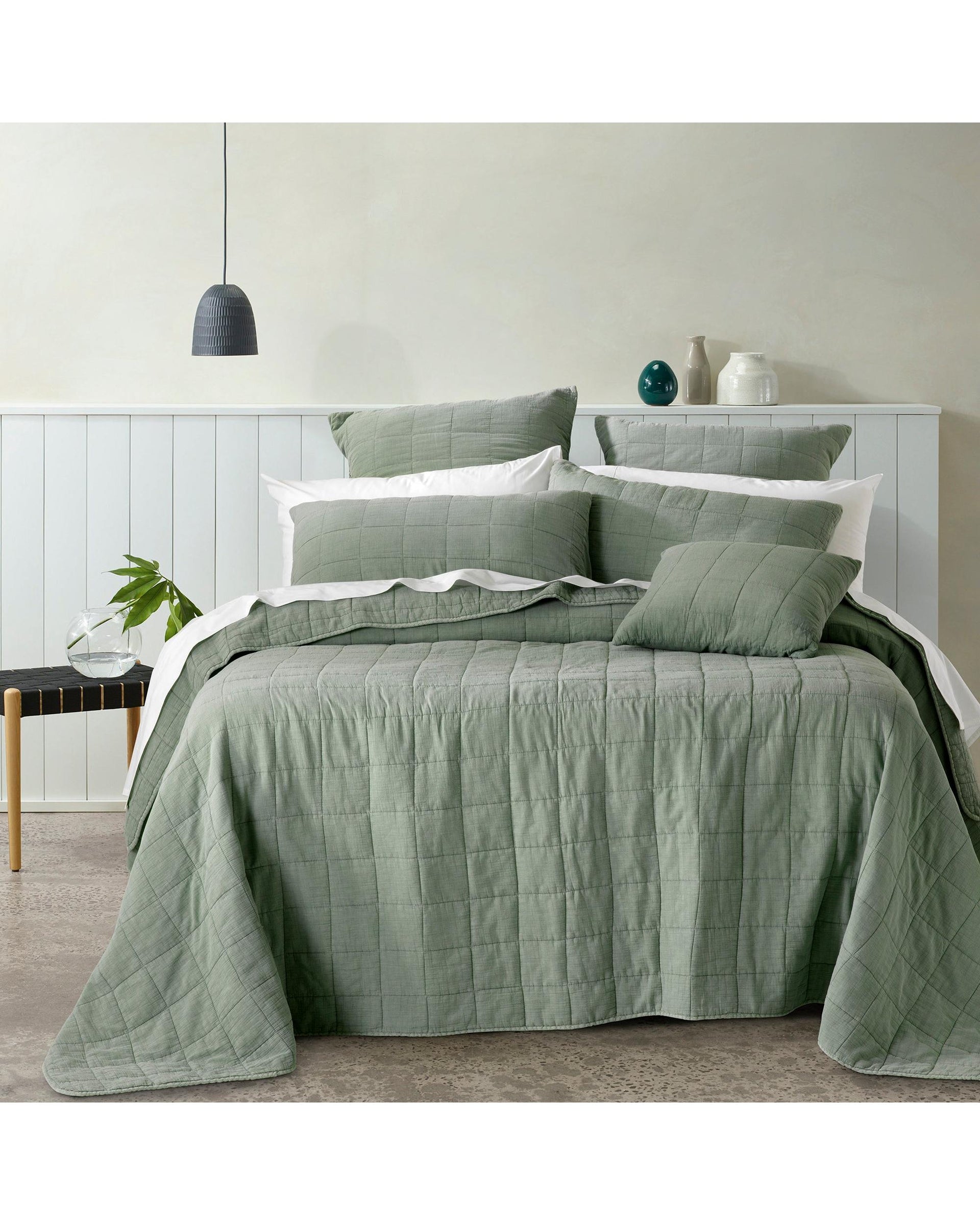 Bianca Bedding GERALDTON COVERLET SET OLIVE Bianca Bedding