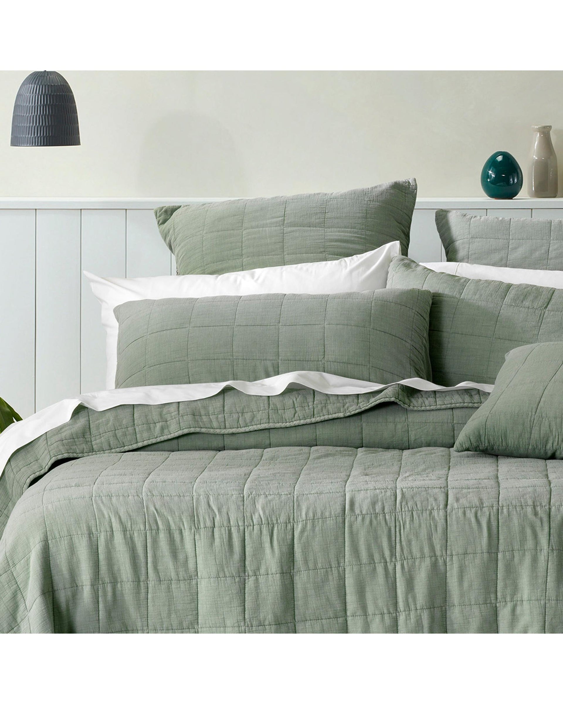 Bianca Bedding GERALDTON COVERLET SET OLIVE Bianca Bedding