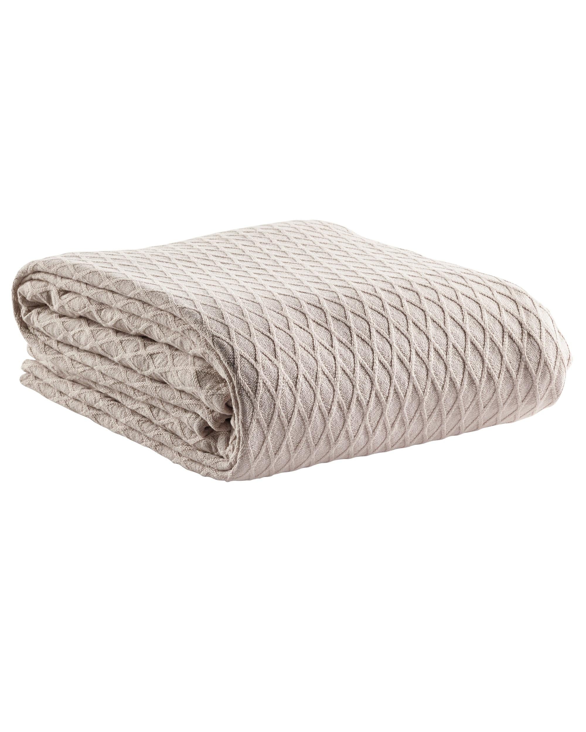 Bianca GOSFORD COTTON BLANKET Stone Bianca Bedding