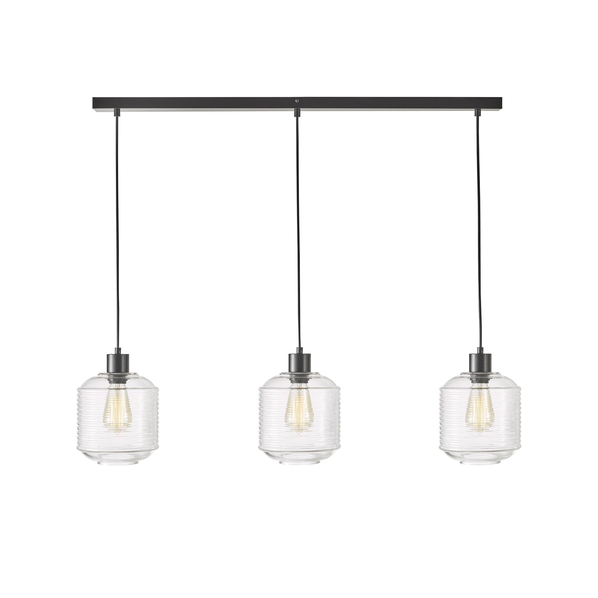 MARCONI TRILIGHT 3 Light Clear Glass Pendant Oriel Lighting