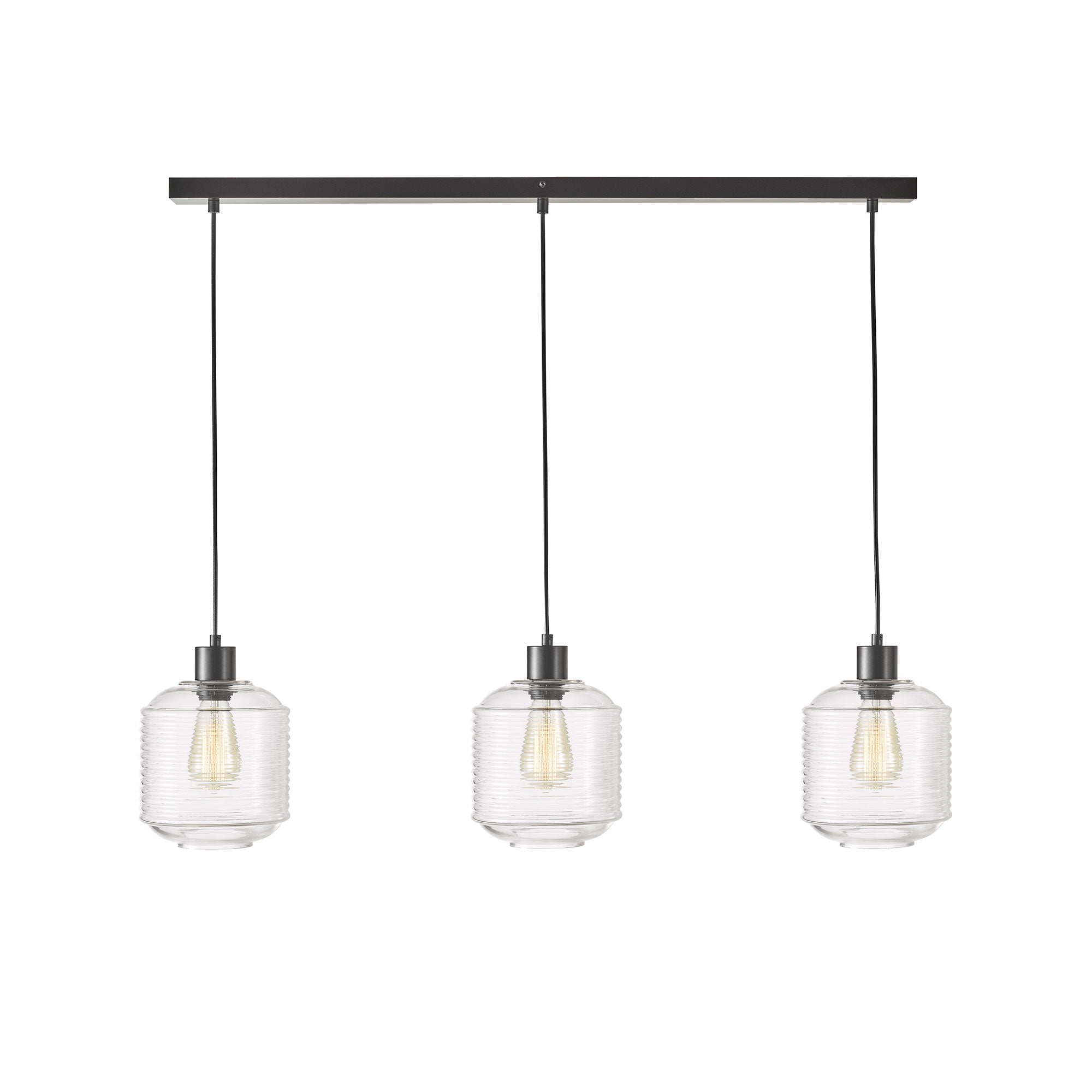 MARCONI TRILIGHT 3 Light Clear Glass Pendant Oriel Lighting