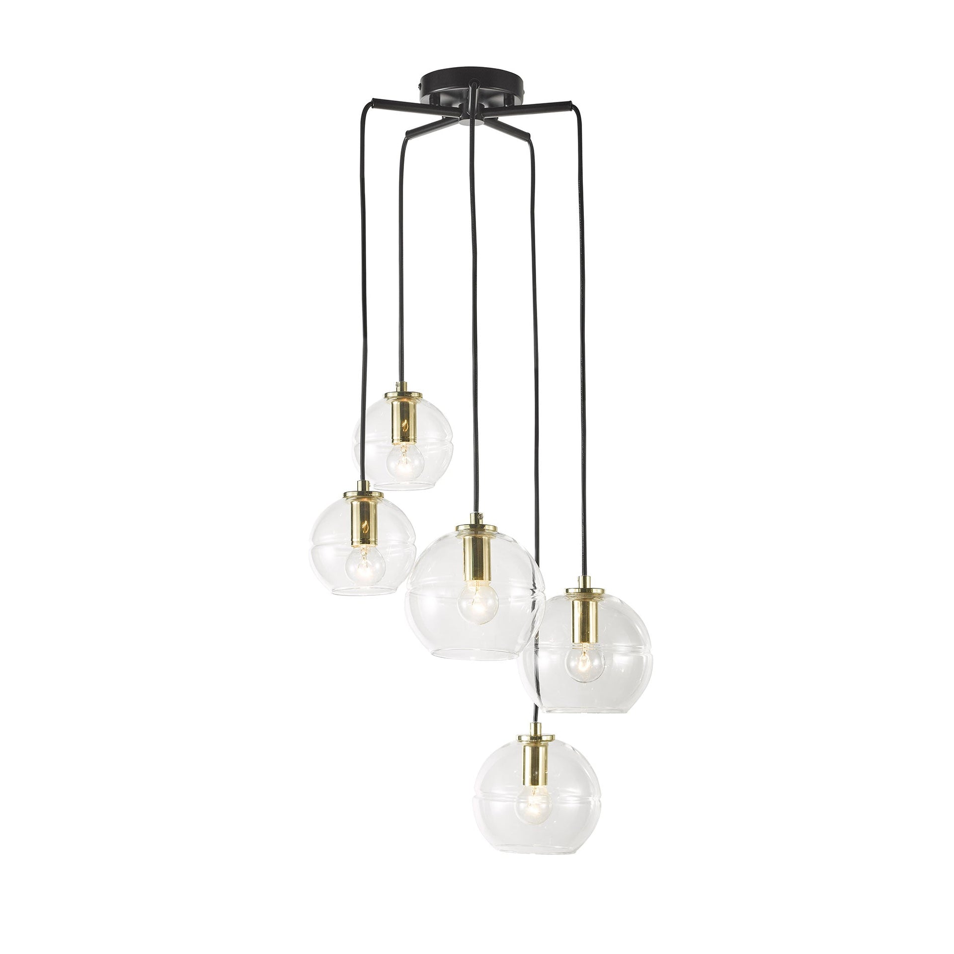 RENO.5 5 Light Clear Glass Pendant Oriel Lighting