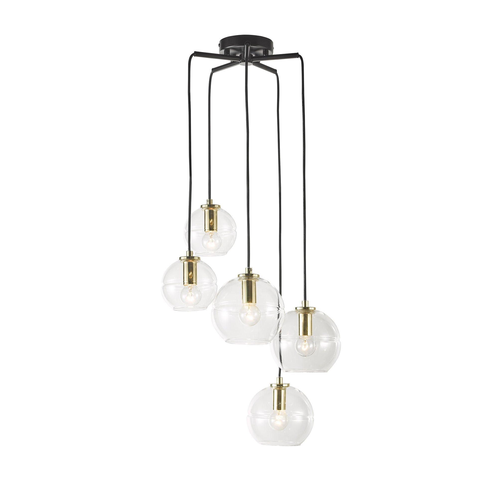 RENO.5 5 Light Clear Glass Pendant Oriel Lighting