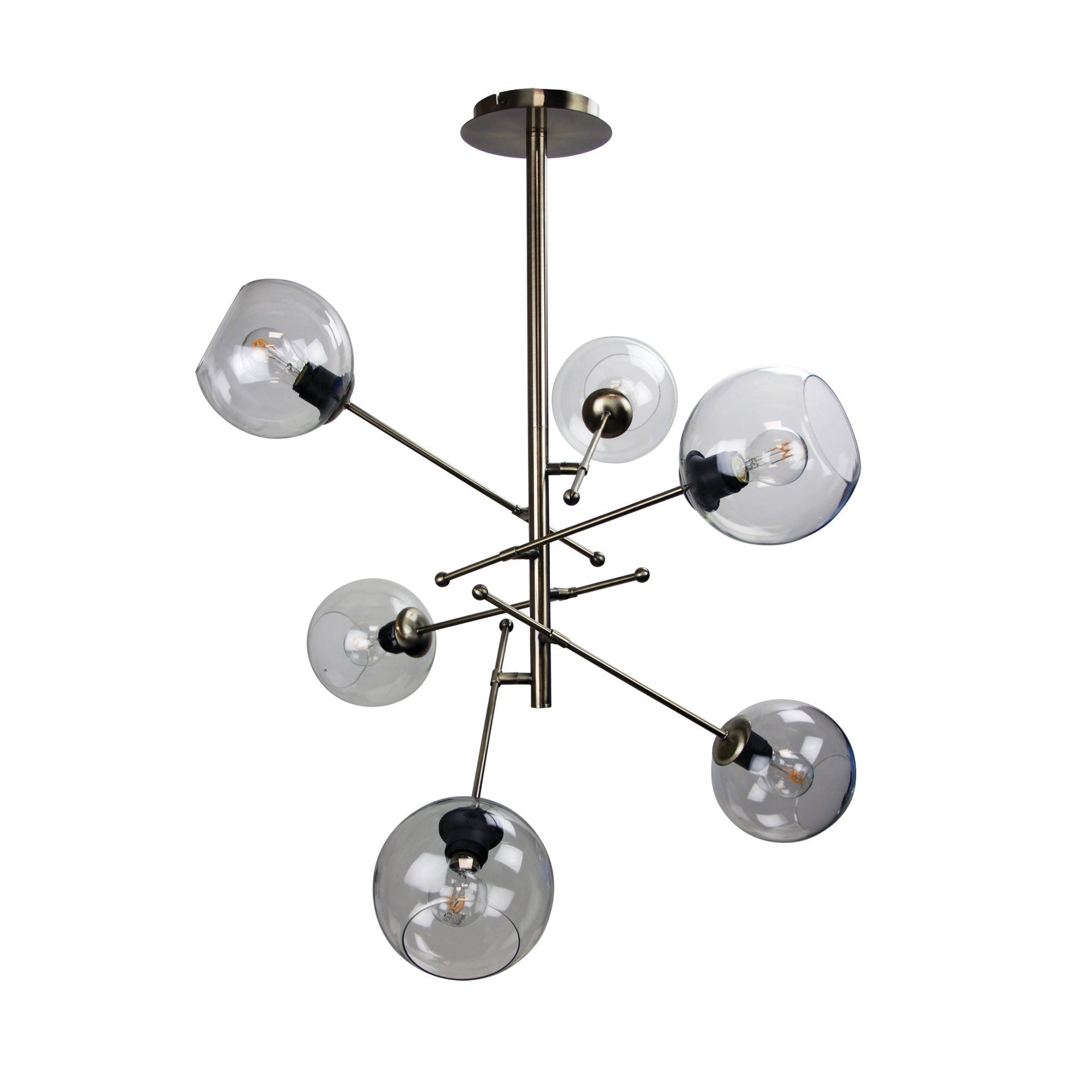 RIPLEY.6 6-Light Satellite Pendant Antique Brass Oriel Lighting