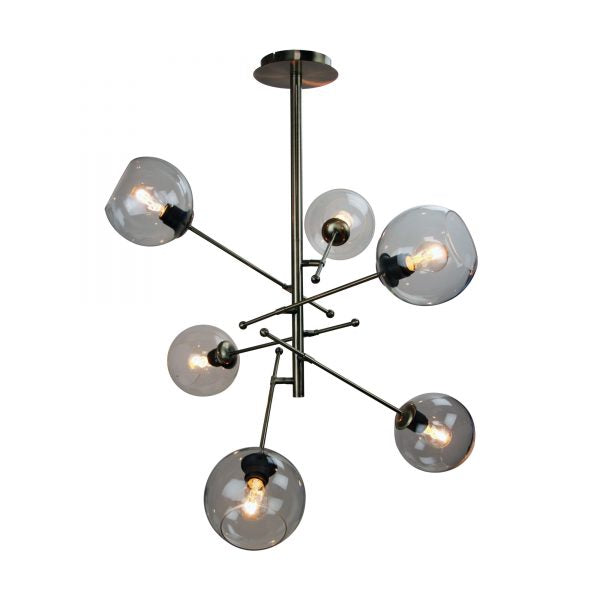 RIPLEY.6 6-Light Satellite Pendant Antique Brass Oriel Lighting