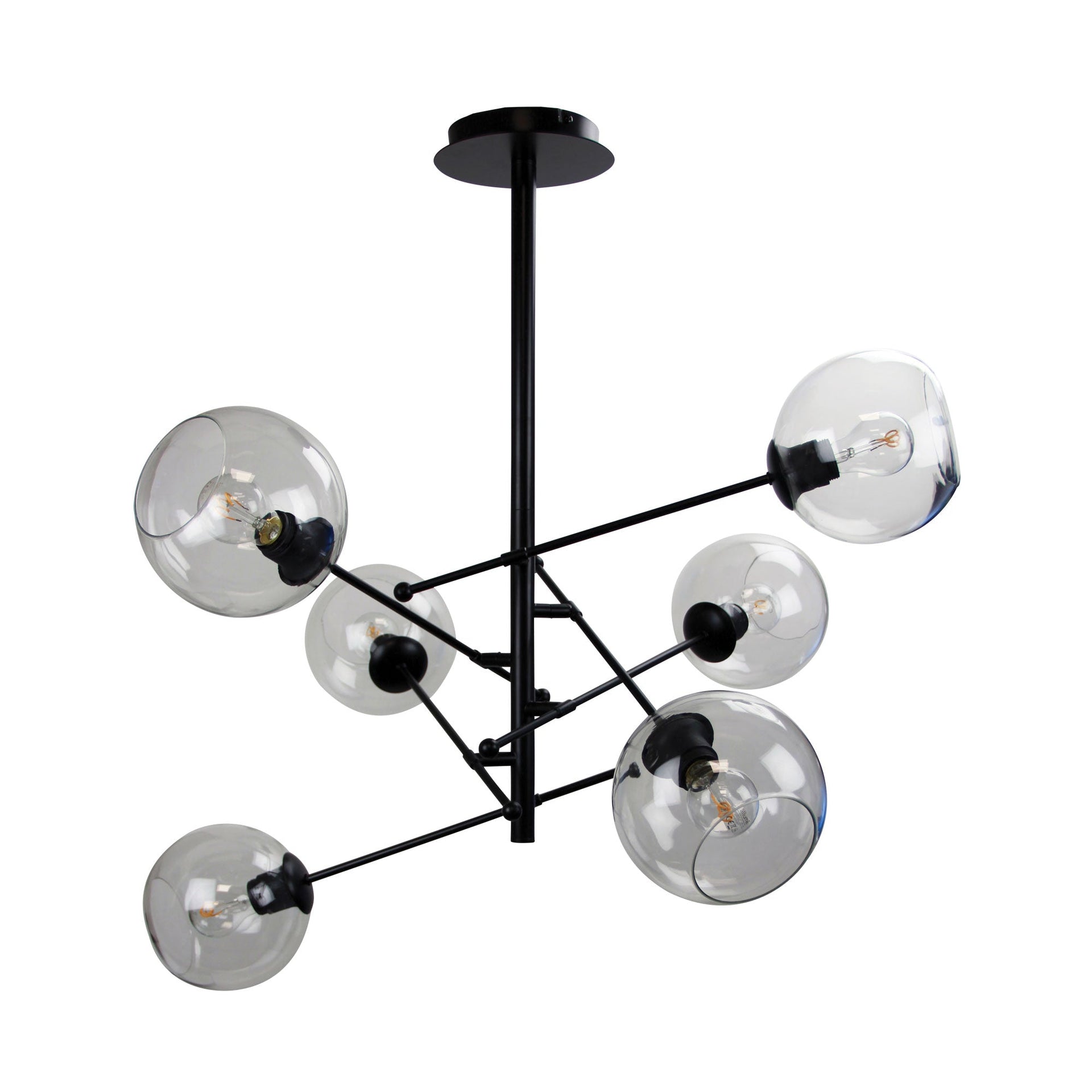 RIPLEY.6 6-Light Satellite Pendant Black Oriel Lighting