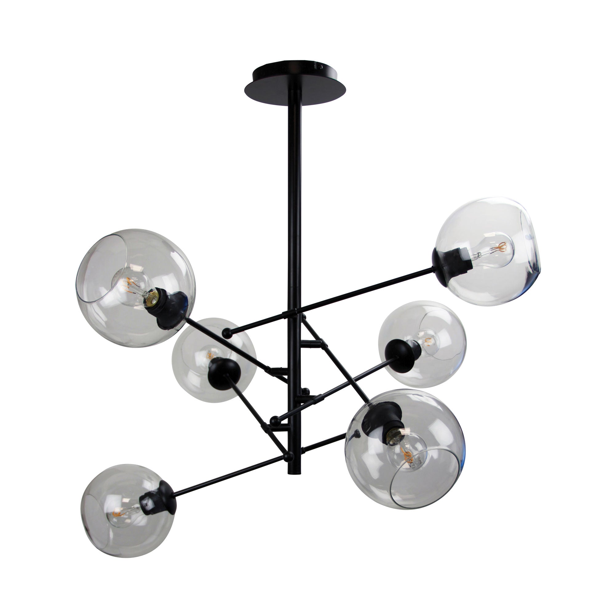 RIPLEY.6 6-Light Satellite Pendant Black Oriel Lighting
