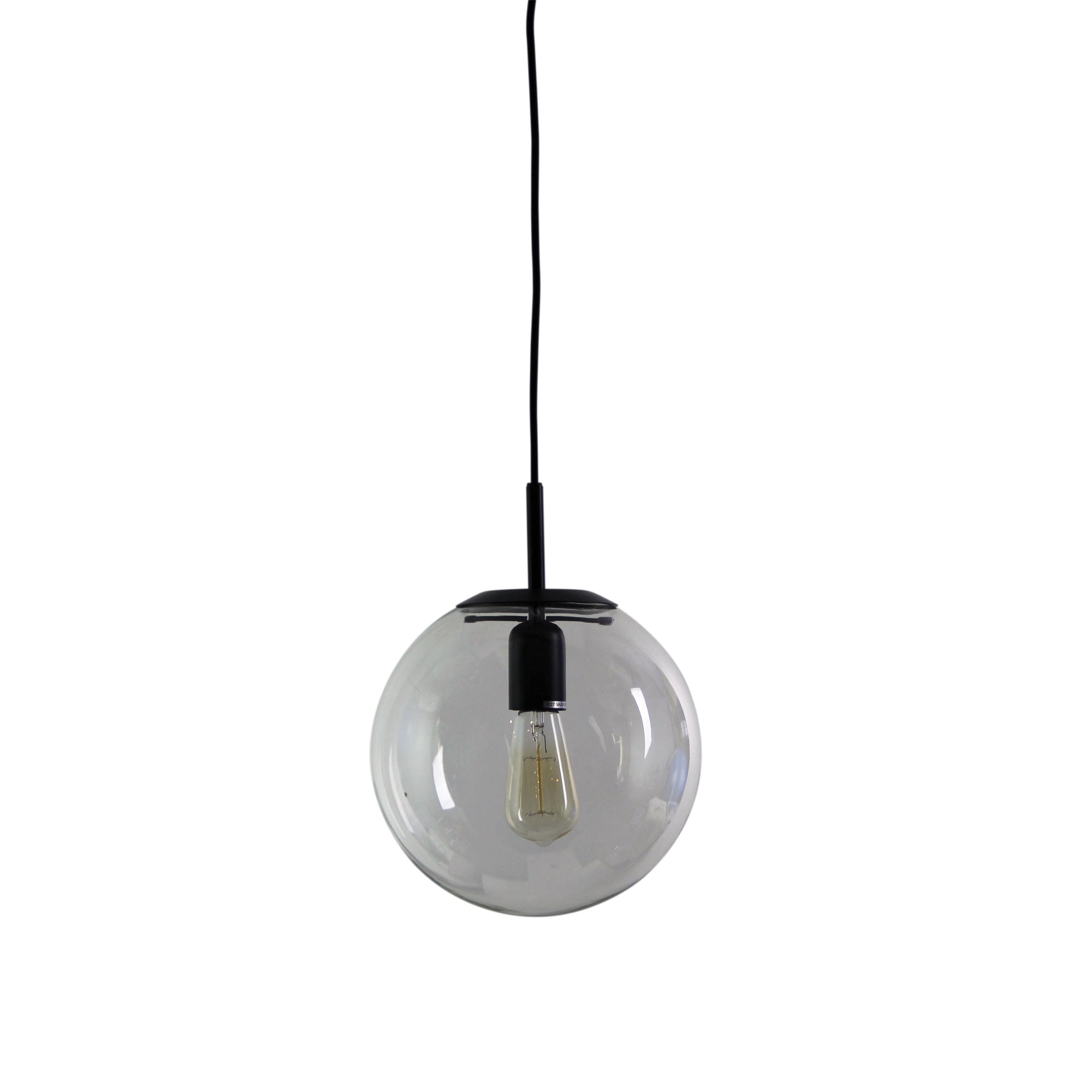 NEWTON.25 Matt Black and Clear Glass Pendant Oriel Lighting