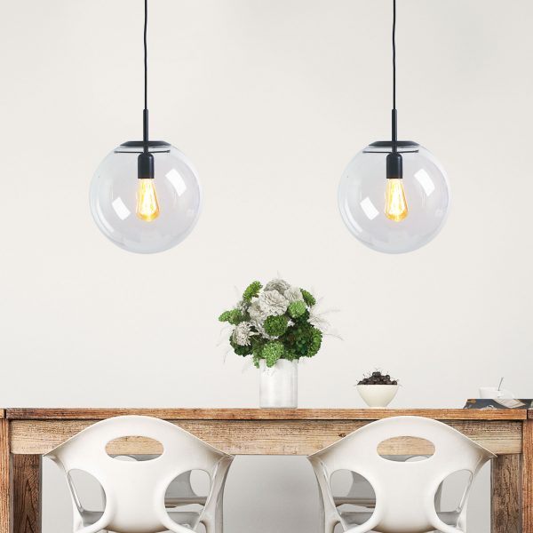NEWTON.30 Matt Black and Clear Glass Pendant Oriel Lighting