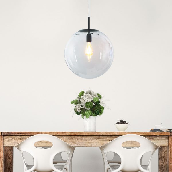 NEWTON.40 Matt Black and Clear Glass Pendant Oriel Lighting