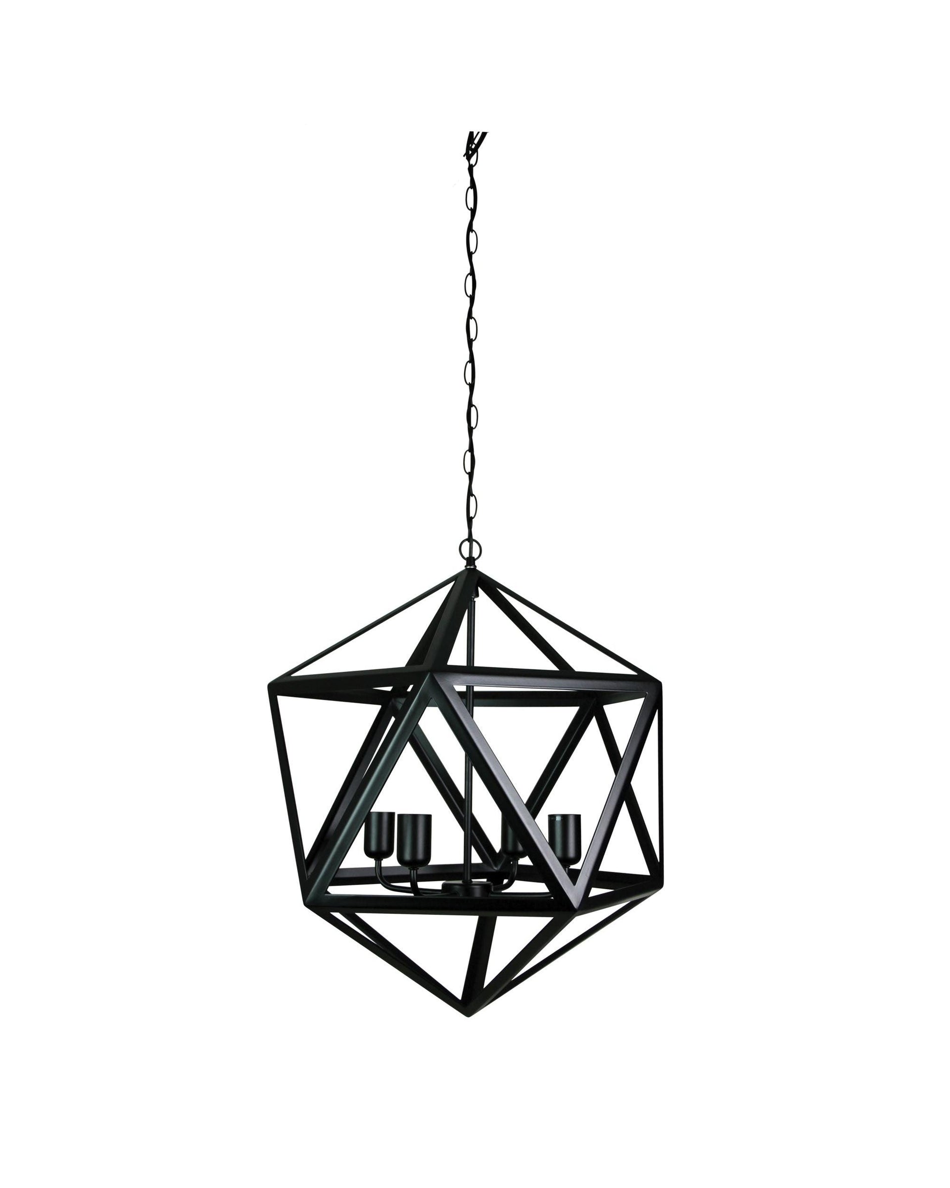 GEO 4 Geometric 4-light Pendant Matt Black Oriel Lighting