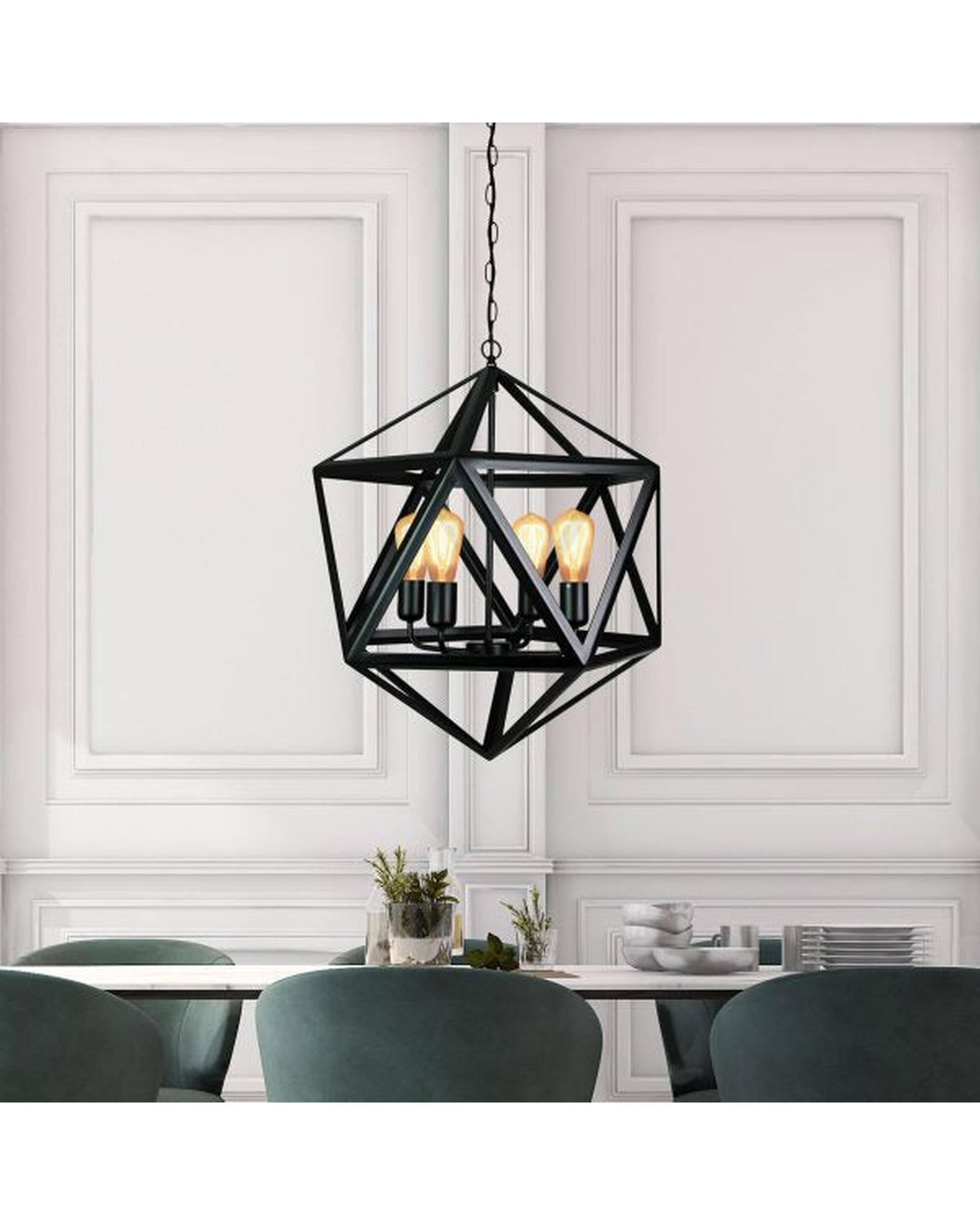 GEO 4 Geometric 4-light Pendant Matt Black Oriel Lighting