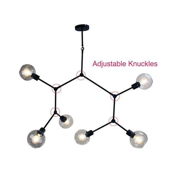 PADUA Black 170cm Contemporary Clear Glass Pendant Oriel Lighting