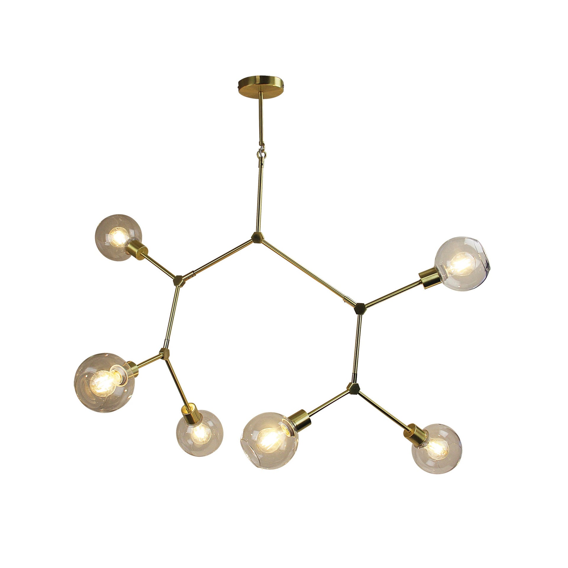 PADUA Satin Brass 170cm Contemporary Clear Glass Pendant Oriel Lighting