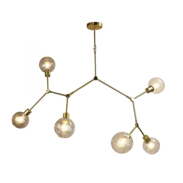 PADUA Satin Brass 170cm Contemporary Clear Glass Pendant Oriel Lighting