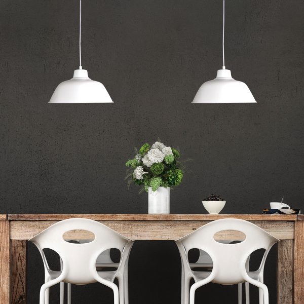 FORGE 300 Retro Industrial Pendant White Oriel Lighting