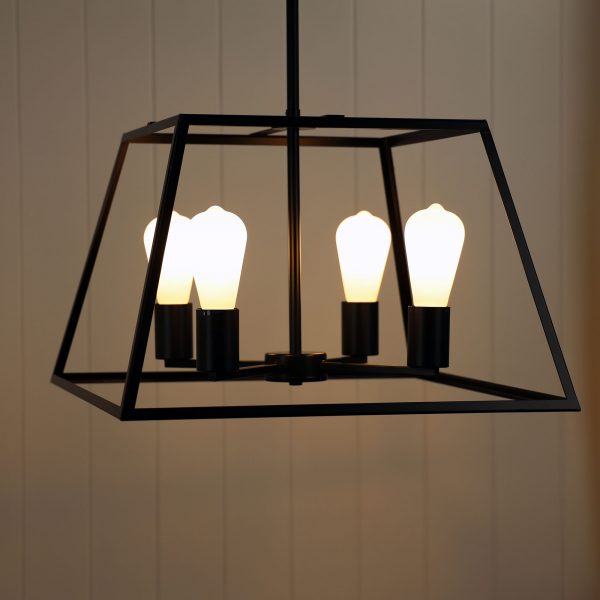 SOUTHPORT 48 4 Light Urban Retro Pendant Black Oriel Lighting