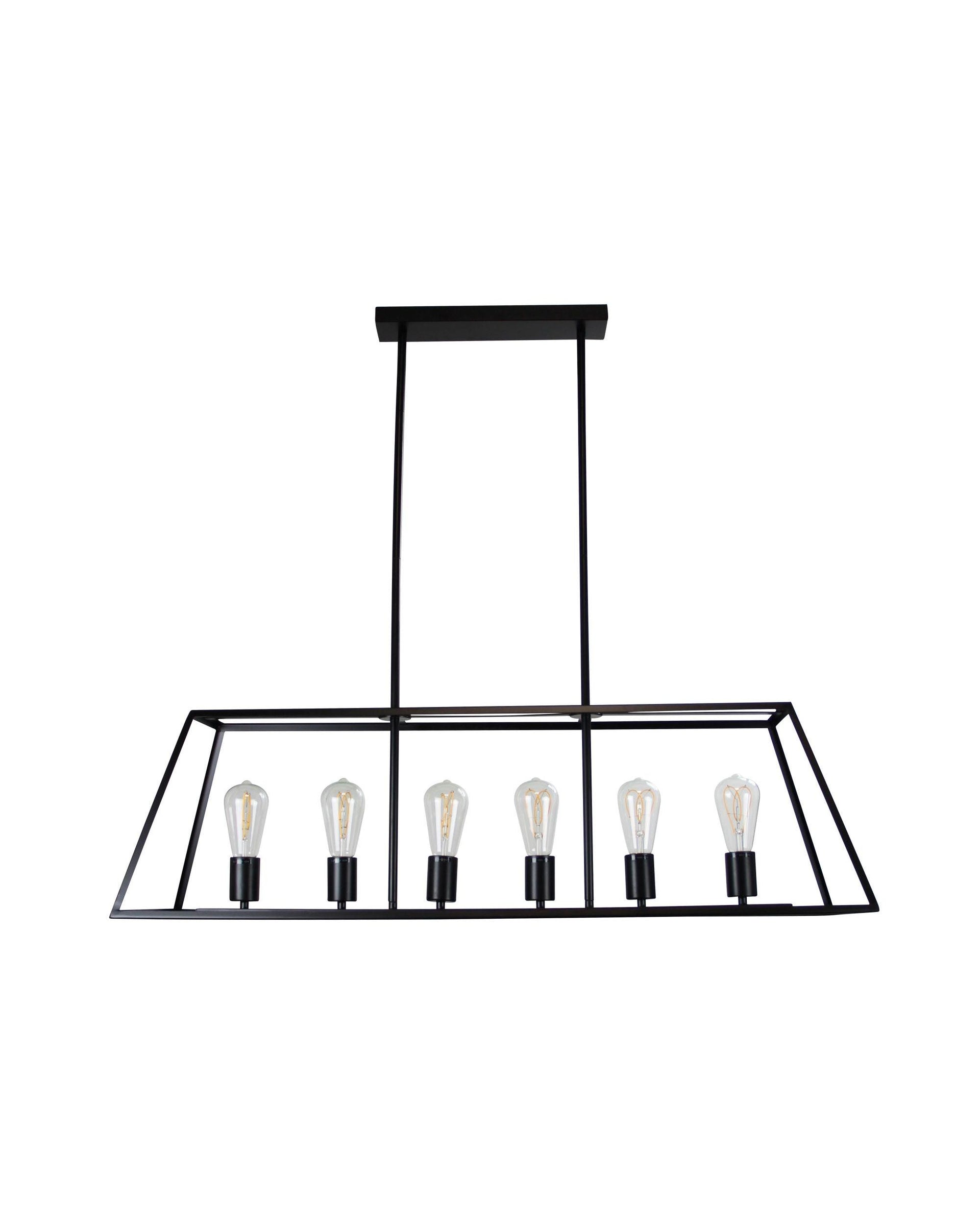 SOUTHPORT.100 6 Light Urban Retro Pendant Black Oriel Lighting
