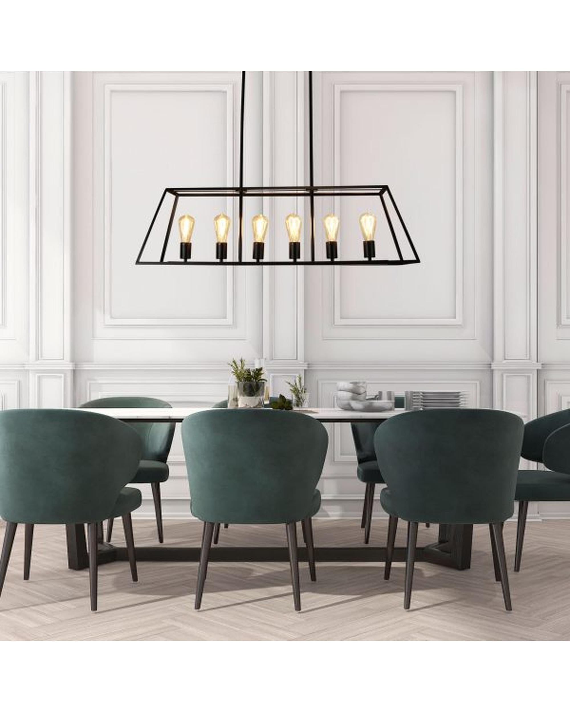 SOUTHPORT.100 6 Light Urban Retro Pendant Black Oriel Lighting