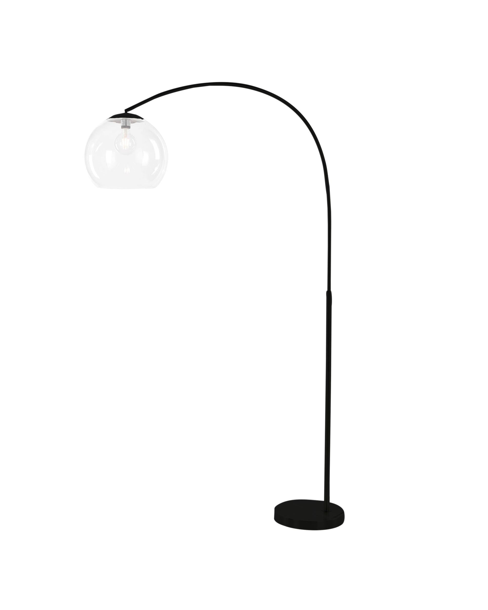 OVER Black Arc Lamp with Acrylic Shade Oriel Lighting