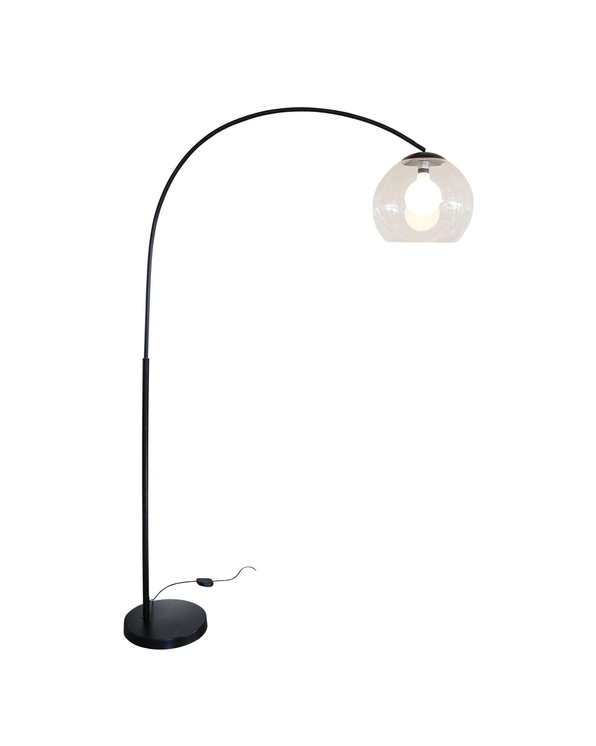 OVER Black Arc Lamp with Acrylic Shade Oriel Lighting