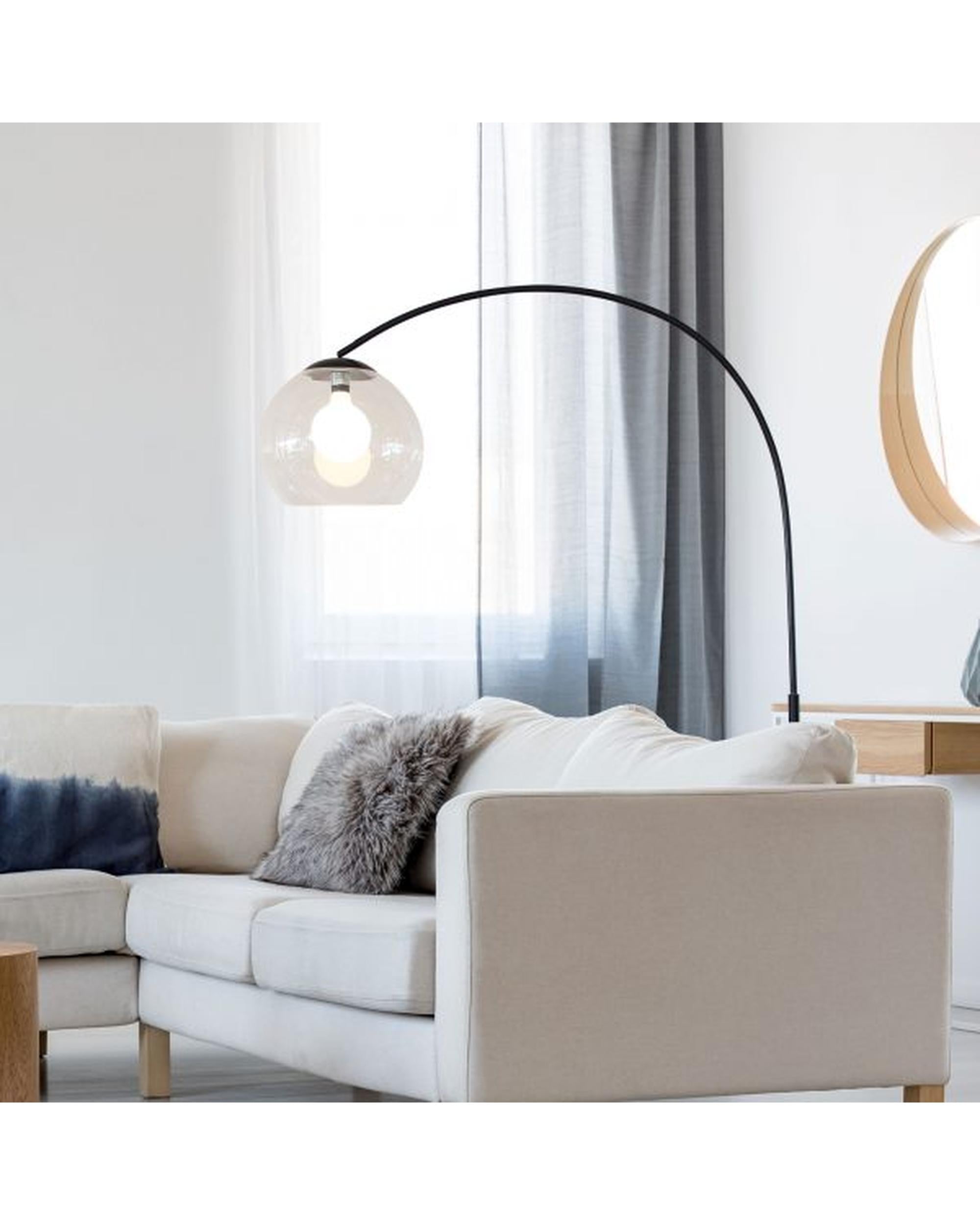 OVER Black Arc Lamp with Acrylic Shade Oriel Lighting