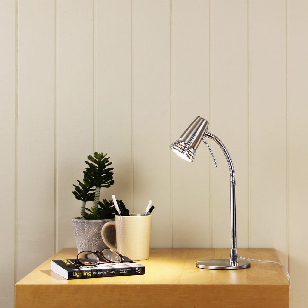 SCOOT Compact LED Task Lamp Brushed Chrome Oriel Lighting