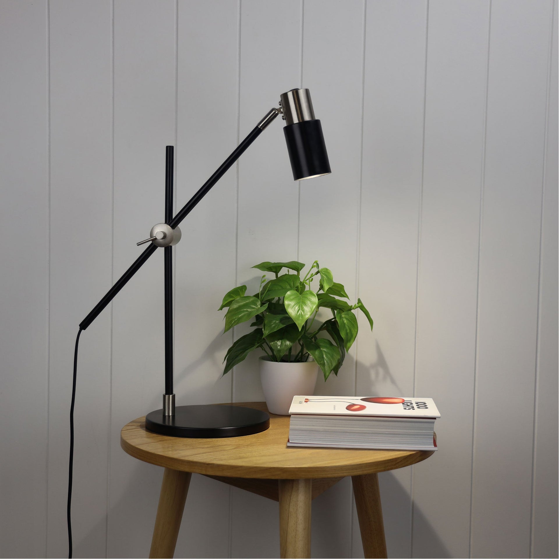 CHARLIE LED GU10 Desk Lamp Brushed Chrome Oriel Lighting