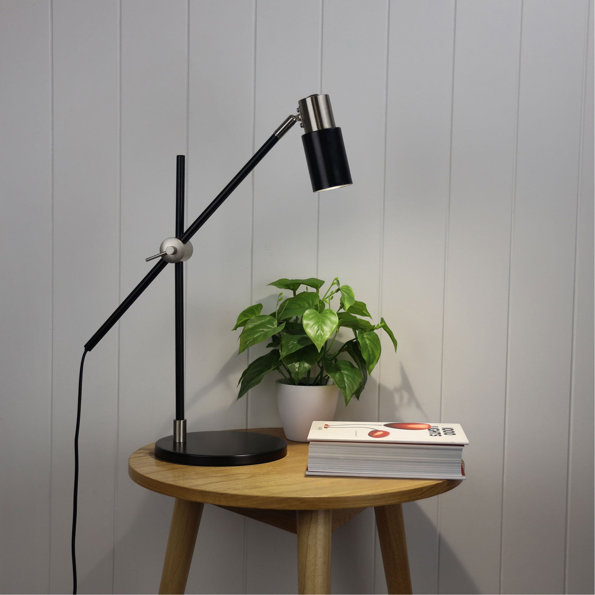 CHARLIE LED GU10 Desk Lamp Brushed Chrome Oriel Lighting