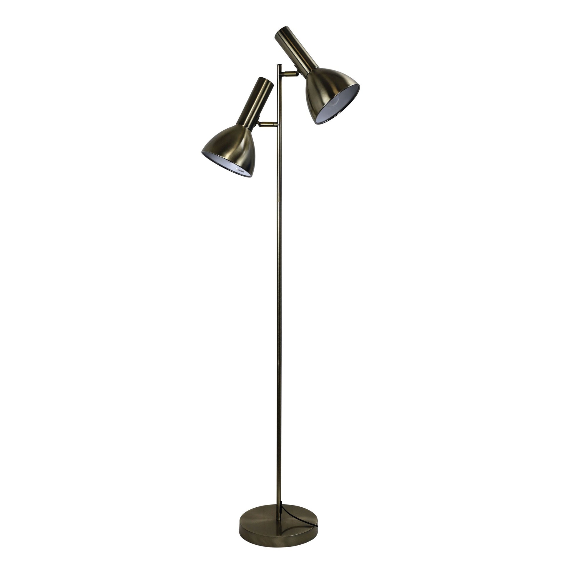 VESPA Mid-Century Twin Floor Lamp Antique Brass Oriel Lighting