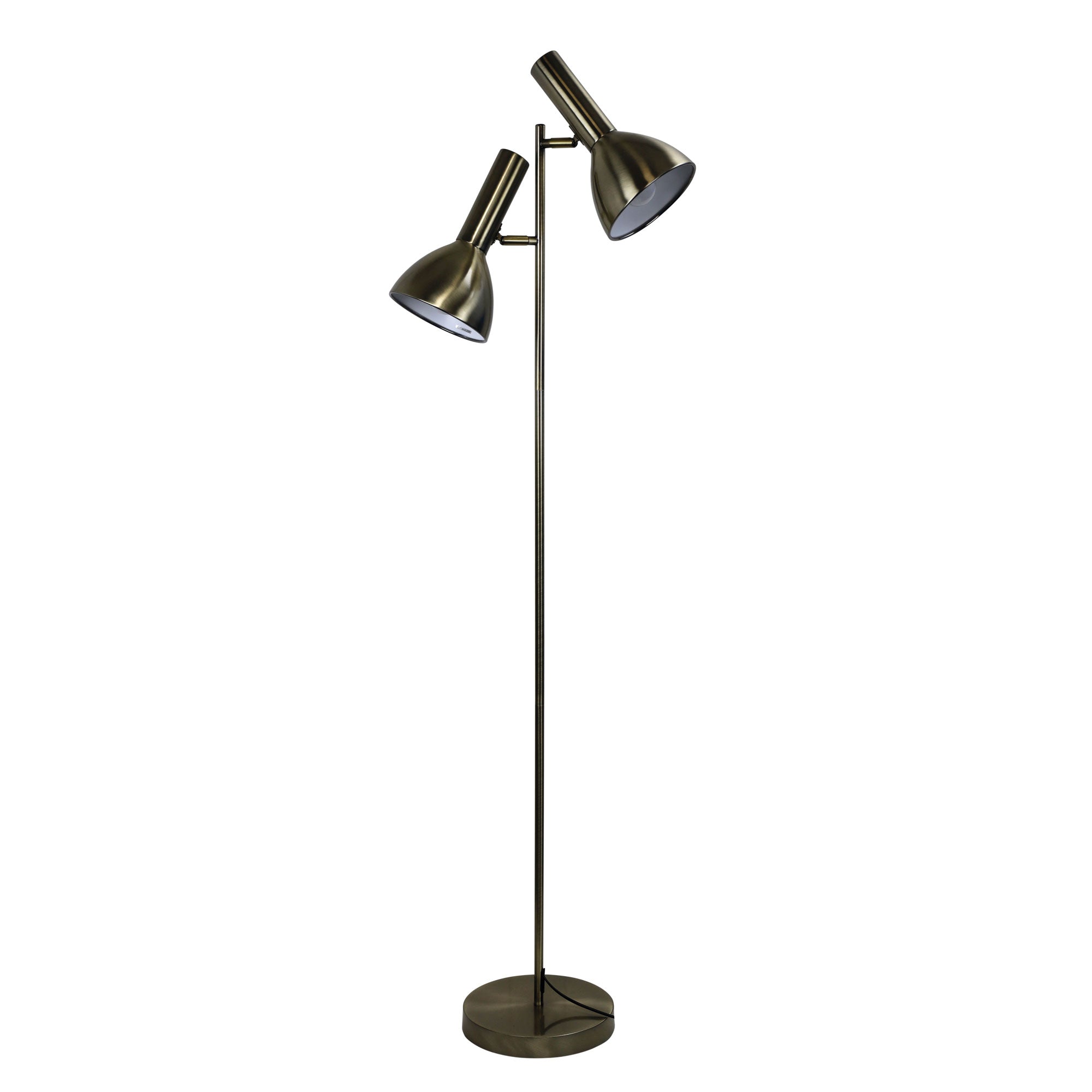 VESPA Mid-Century Twin Floor Lamp Antique Brass Oriel Lighting