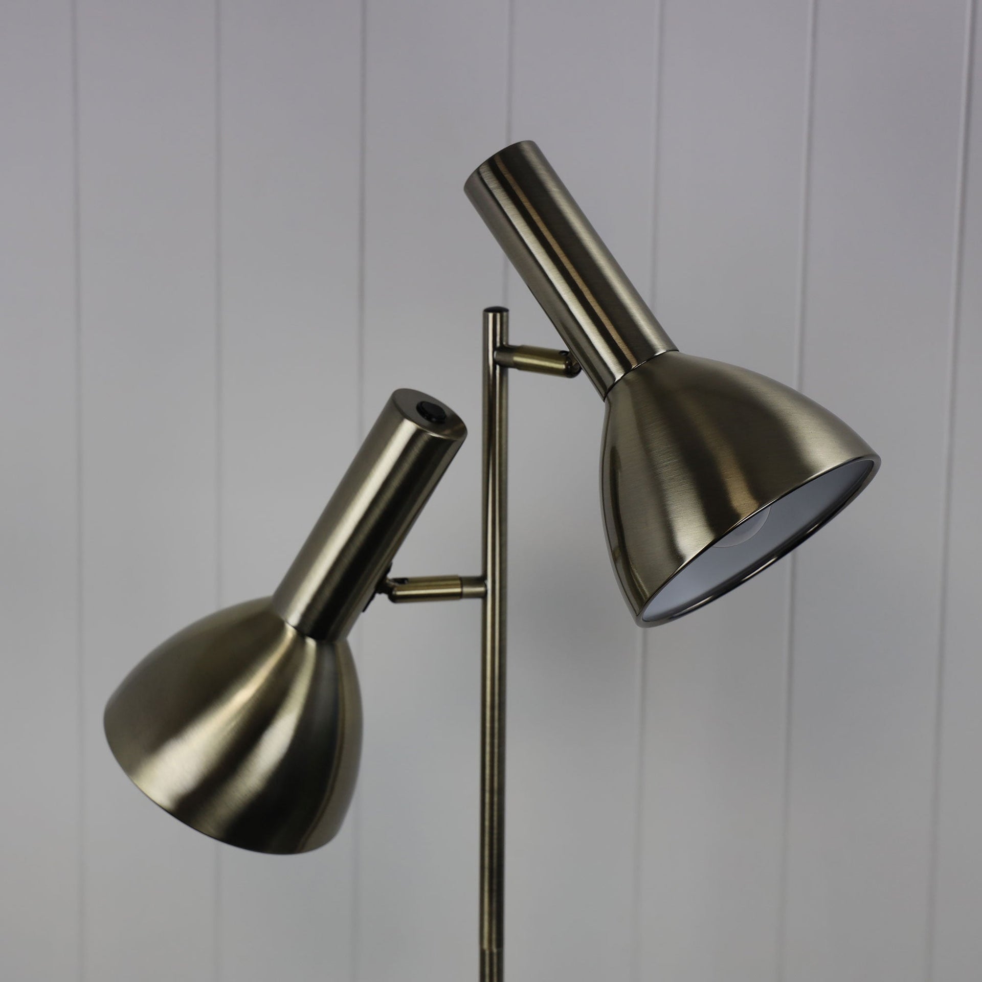 VESPA Mid-Century Twin Floor Lamp Antique Brass Oriel Lighting