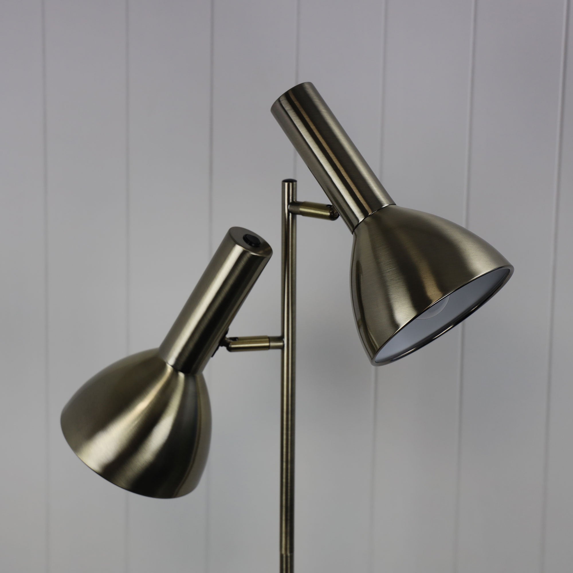 VESPA Mid-Century Twin Floor Lamp Antique Brass Oriel Lighting