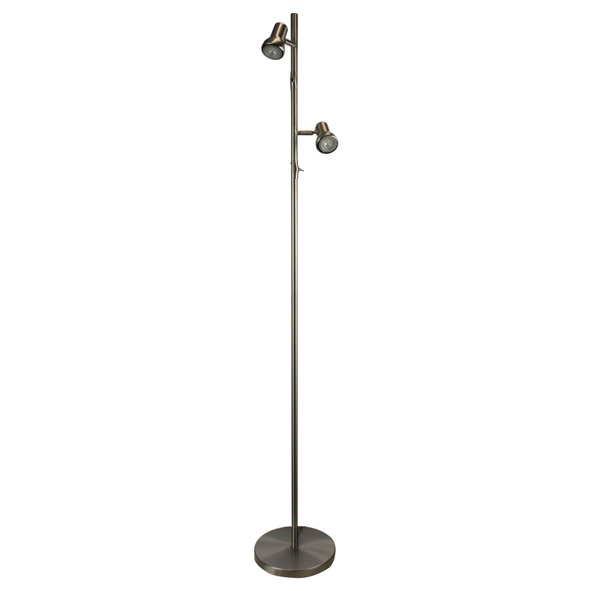 DAXAM LED Twin Adjustable Floor Lamp Antique Brass Oriel Lighting