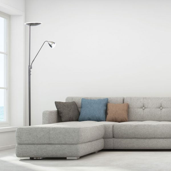 UP2 Mother and Child LED Floor Lamp Brushed Chrome Oriel Lighting