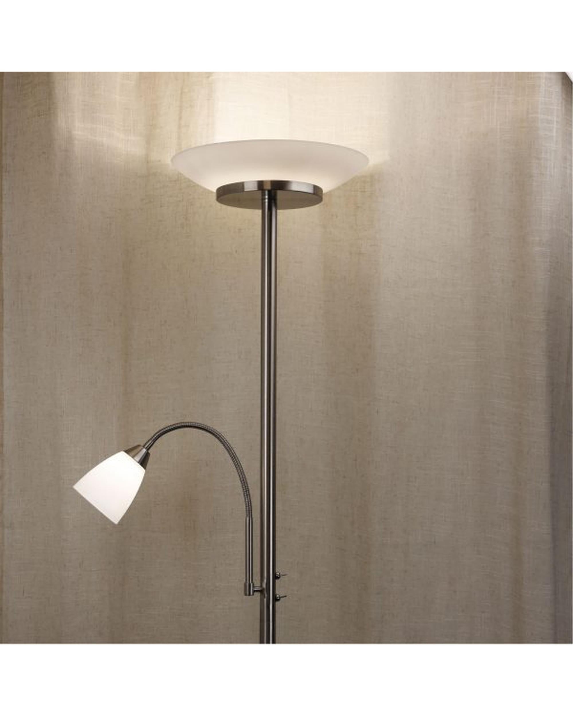 SIENA Mother and Child LED Floor Lamp Brushed Chrome Oriel Lighting