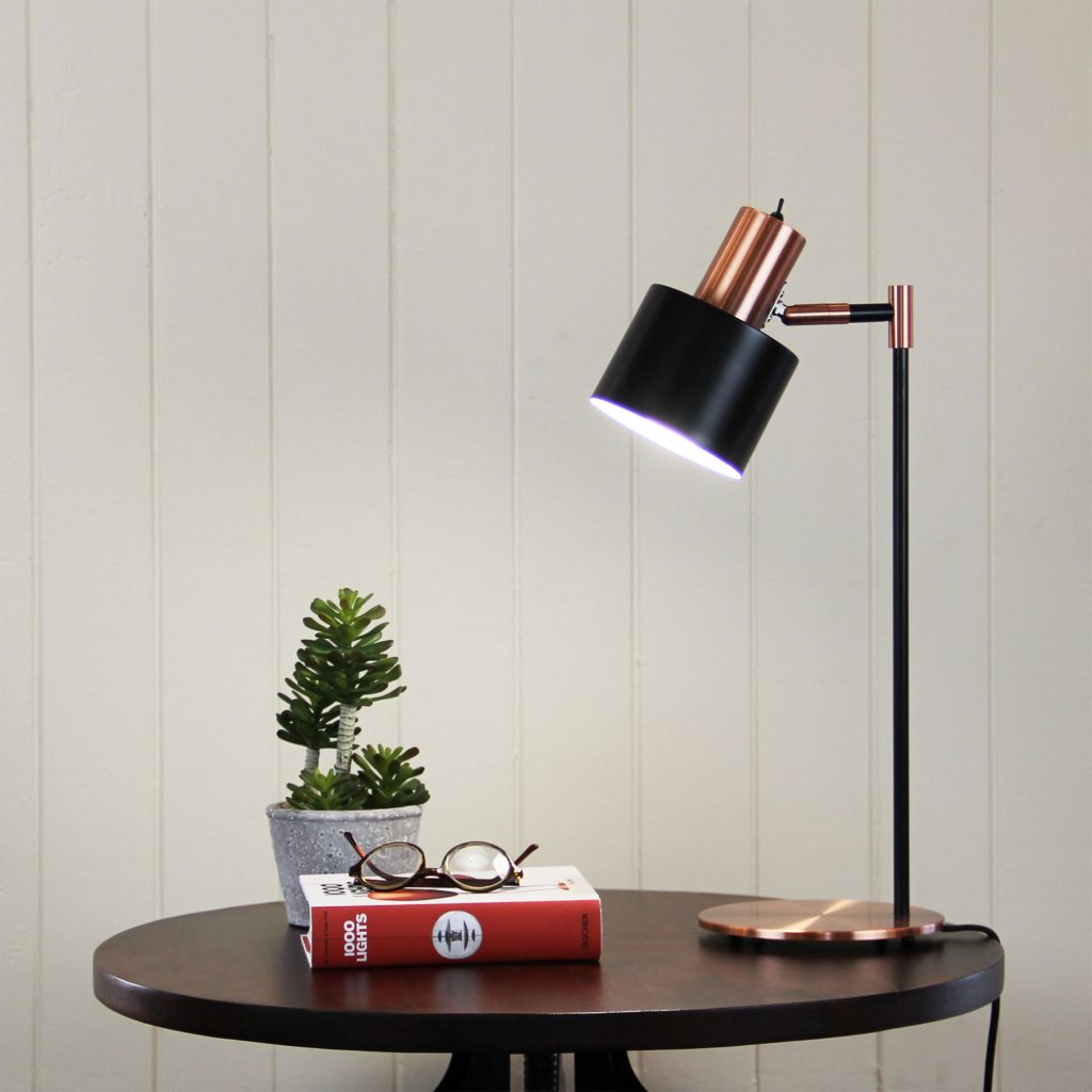 ARI DESK Mid-century Task Lamp with Brushed Copper Oriel Lighting