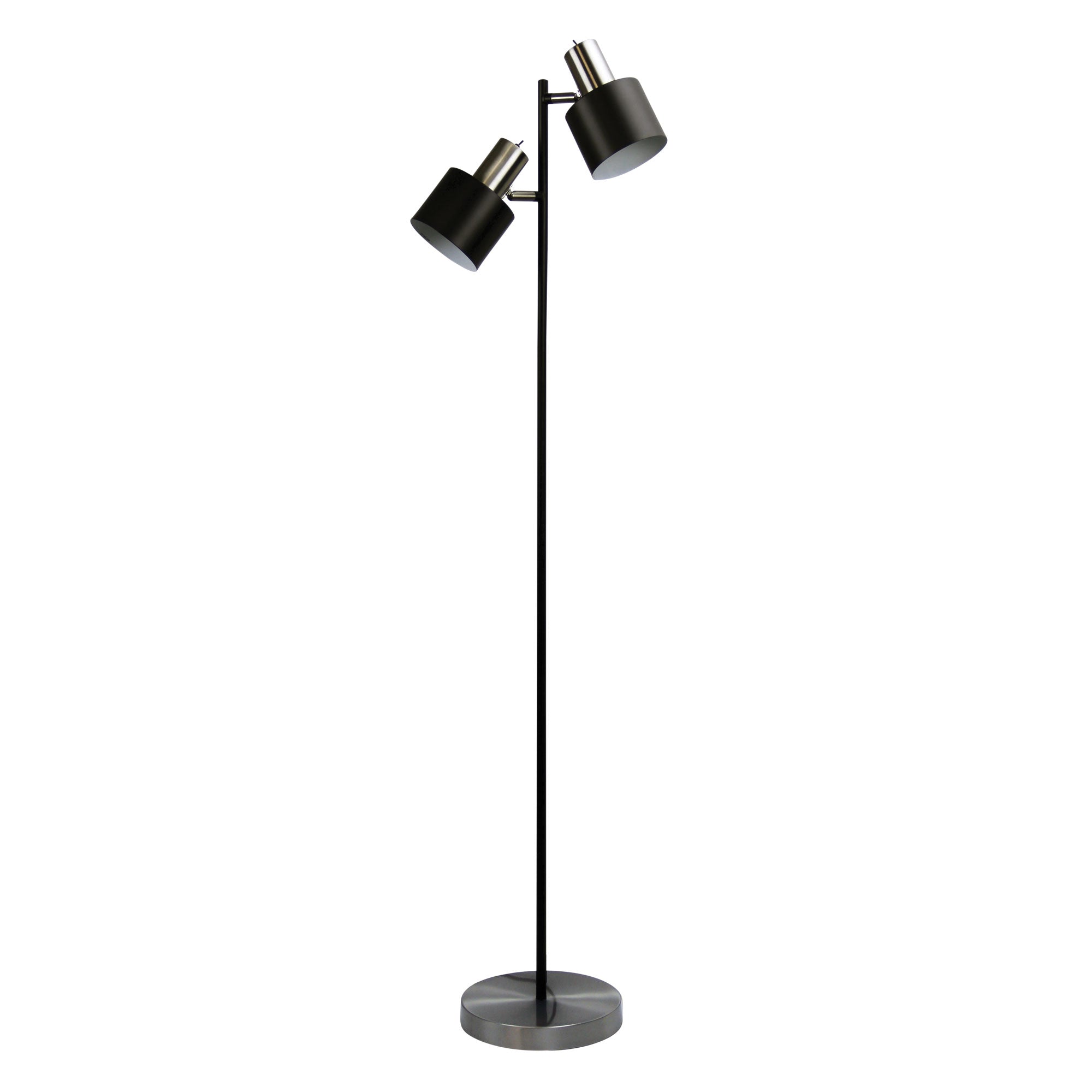 ARI TWIN FLOOR Mid-Century Task Lamp with Brushed Chrome Oriel Lighting