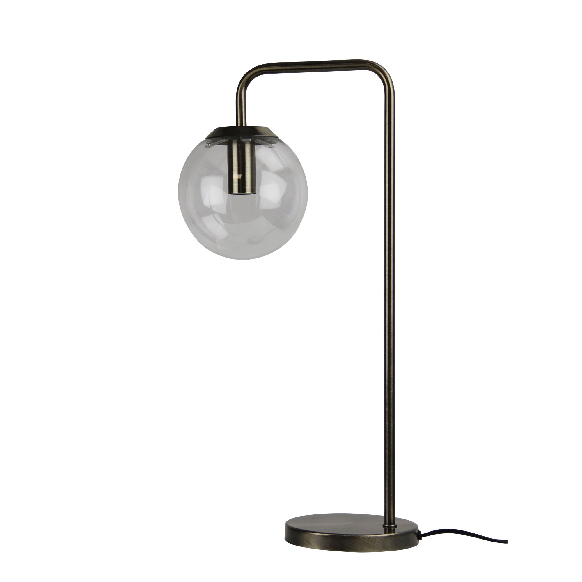 NEWTON LAMP Contemporary Clear Glass Lamp Antique Brass Oriel Lighting