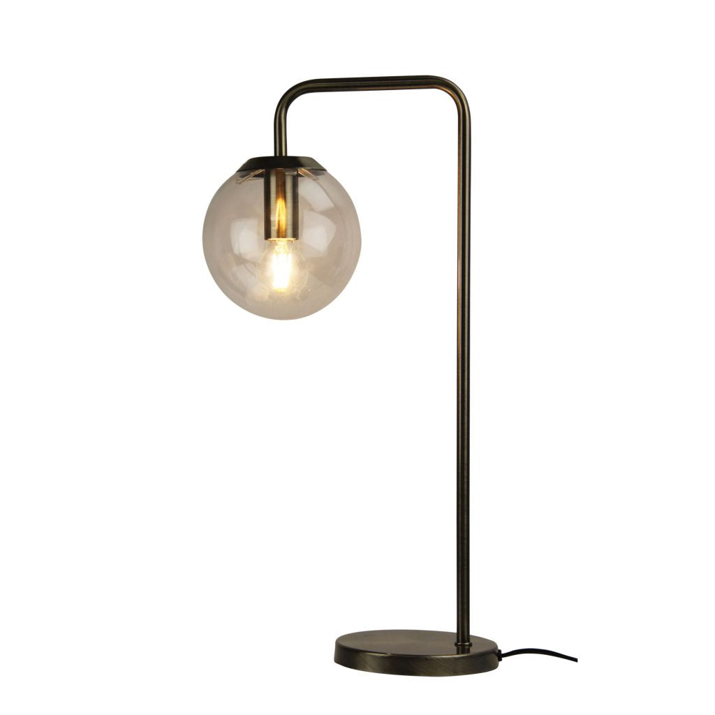 NEWTON LAMP Contemporary Clear Glass Lamp Antique Brass Oriel Lighting