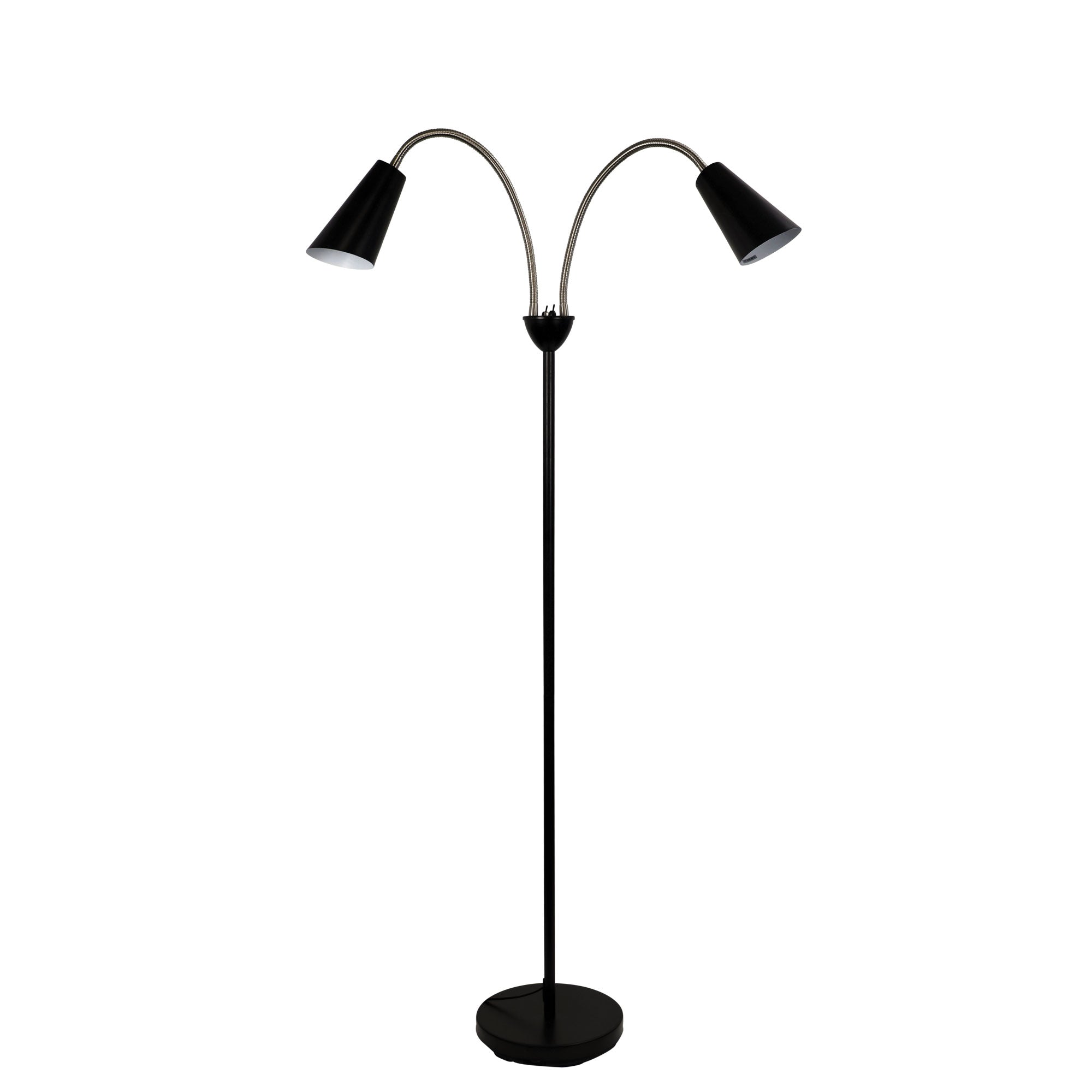WALT Twin Flexible Neck Lamp Black with Brushed Chrome Oriel Lighting